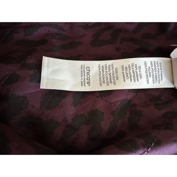 Chico's Reversible  Royal Bordeaux Quilted Jacket Button Closure 1 (M) - Picture 5 of 5
